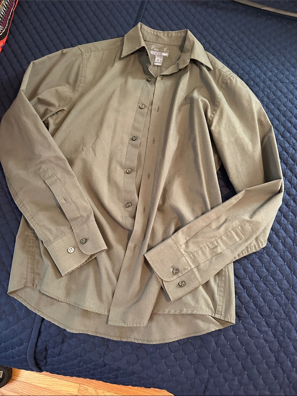 H&M Men's Olive Shirt with Classic Collar